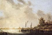 Aelbert Cuyp A River Scene with Distant Windmills Spain oil painting artist